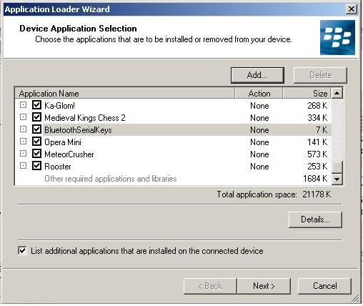 Screenshot of the blackberry desktop manager