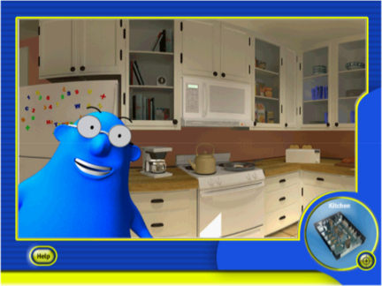 Puddingstone Place K\kitchen scene with animated avatar.